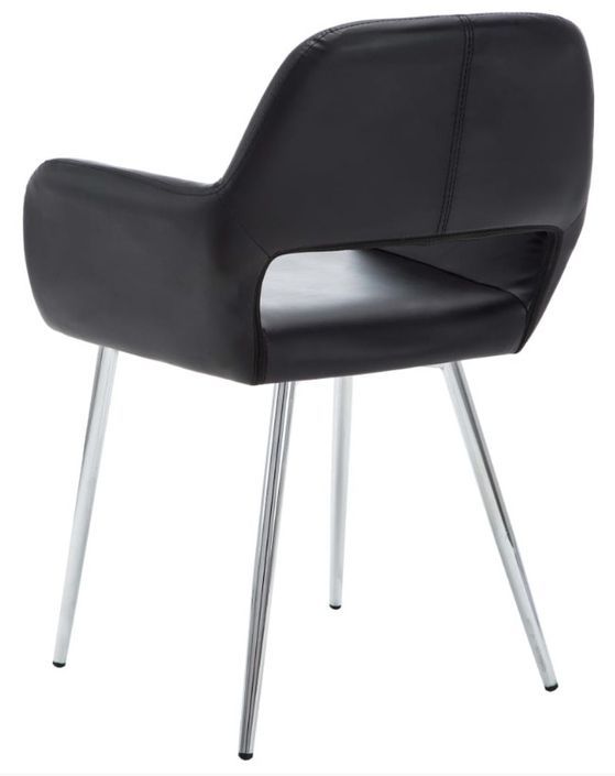 Chaise avec accoudoirs simili cuir noir et pieds métal chromé Tsu - Lot de 2 - Photo n°5