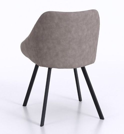 Chaise avec accoudoirs simili cuir taupe et pieds métal noir Moza - Lot de 2 - Photo n°2