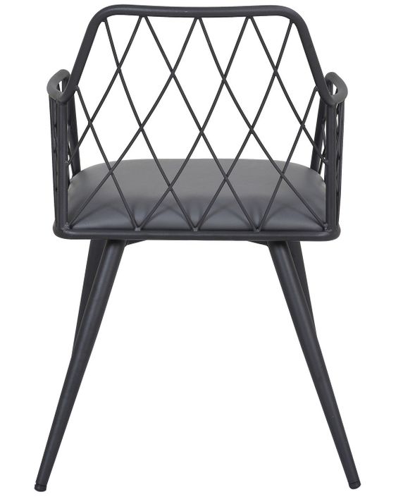 Chaise avec accoudoirs similicuir gris foncé pieds métal Stefa - Photo n°4