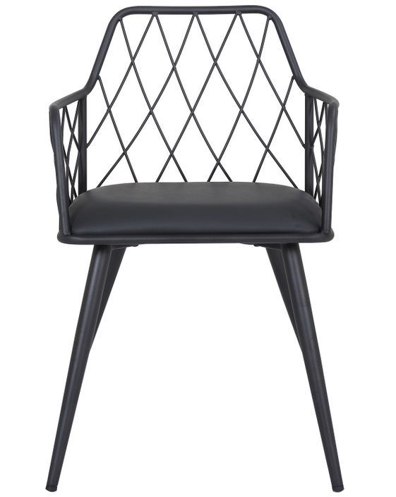 Chaise avec accoudoirs similicuir noir et pieds métal Stefa - Photo n°2