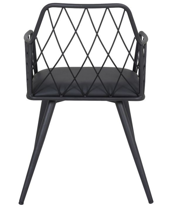 Chaise avec accoudoirs similicuir noir et pieds métal Stefa - Photo n°4