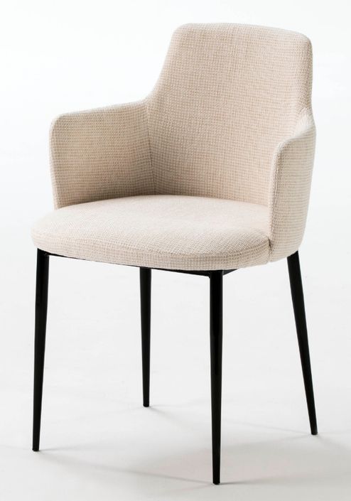 Chaise avec accoudoirs tissu beige et métal noir Baylis - Photo n°2