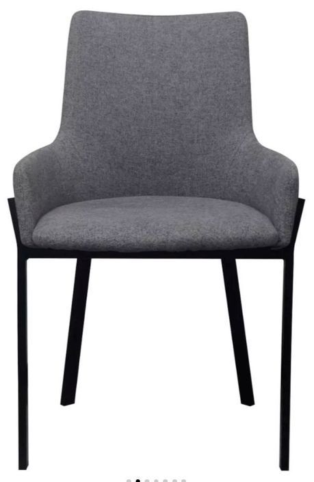 Chaise avec accoudoirs tissu gris clair et pieds métal noir Fentie - Lot de 4 - Photo n°3