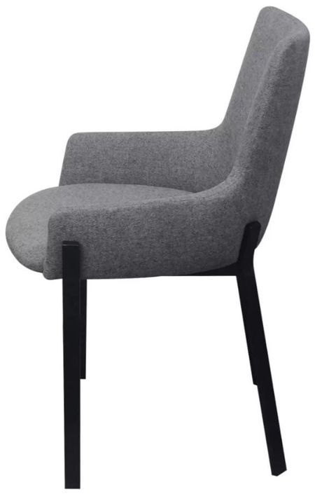 Chaise avec accoudoirs tissu gris clair et pieds métal noir Fentie - Lot de 4 - Photo n°4