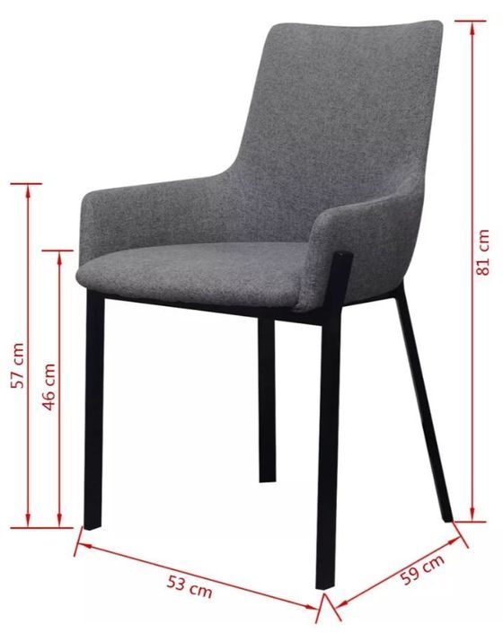 Chaise avec accoudoirs tissu gris clair et pieds métal noir Fentie - Lot de 4 - Photo n°7