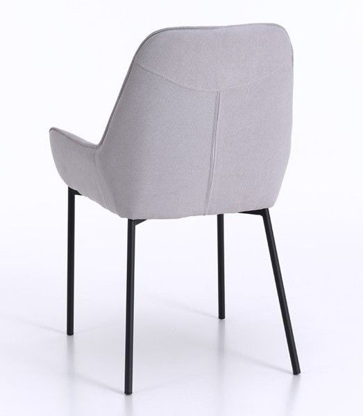 Chaise avec accoudoirs tissu gris clair et pieds métal noir Omery - Lot de 4 - Photo n°2