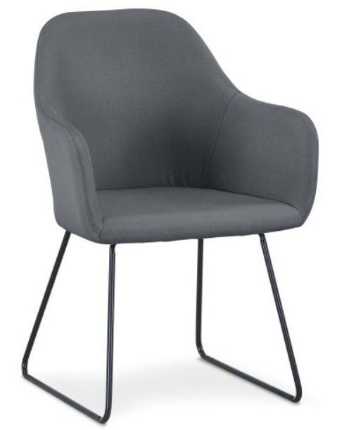 Chaise avec accoudoirs tissu gris et métal noir Ere - Photo n°1