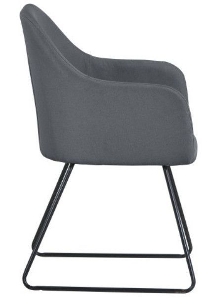 Chaise avec accoudoirs tissu gris et métal noir Ere - Photo n°4