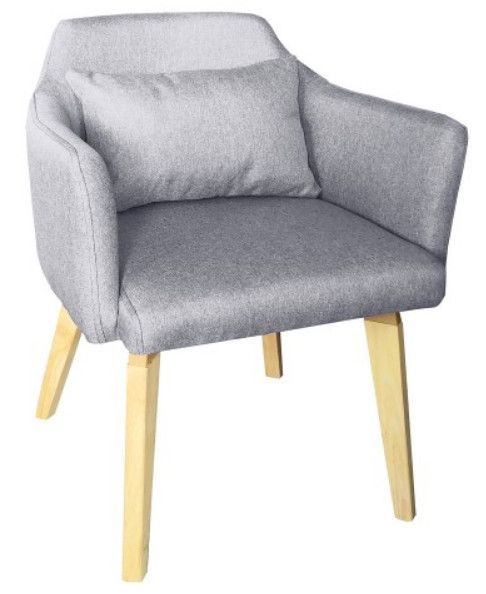 Chaise avec accoudoirs tissu gris et pieds bois clair Biggie - Photo n°1