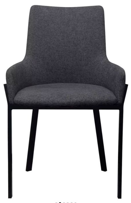 Chaise avec accoudoirs tissu gris foncé et pieds métal noir Fentie - Lot de 2 - Photo n°3
