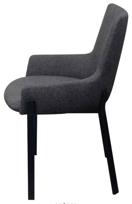 Chaise avec accoudoirs tissu gris foncé et pieds métal noir Fentie - Lot de 2 - Photo n°4