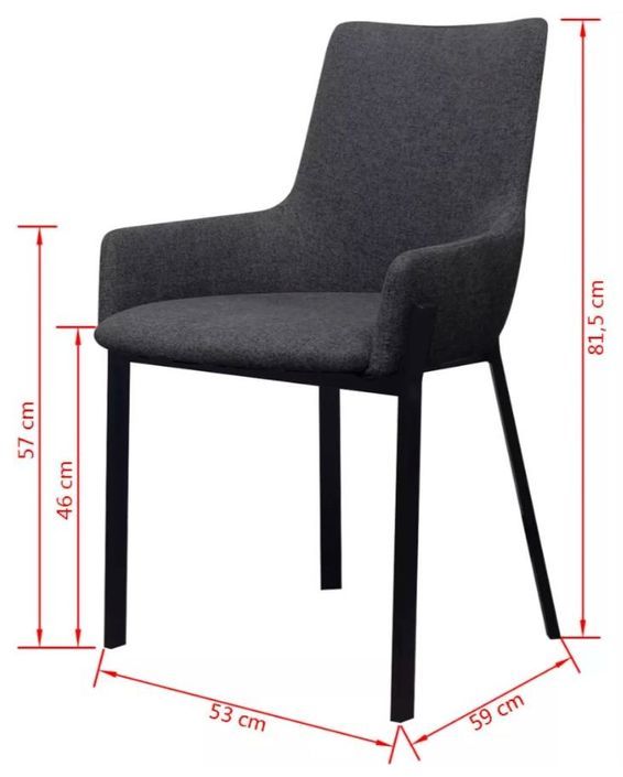 Chaise avec accoudoirs tissu gris foncé et pieds métal noir Fentie - Lot de 2 - Photo n°7