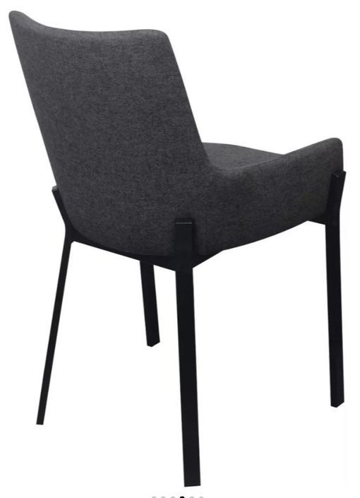 Chaise avec accoudoirs tissu gris foncé et pieds métal noir Fentie - Lot de 4 - Photo n°5