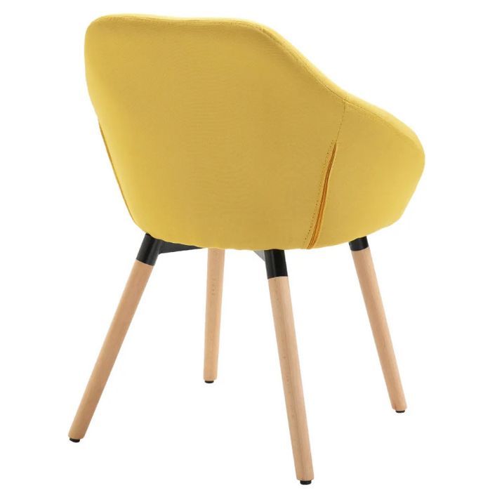 Chaise avec accoudoirs tissu jaune et pieds bois clair Packie - Photo n°4