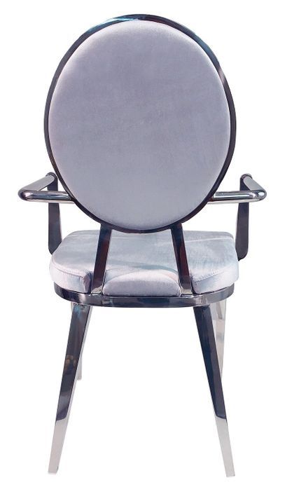 Chaise avec accoudoirs velours argenté et pieds métal Nemia - Lot de 2 - Photo n°4