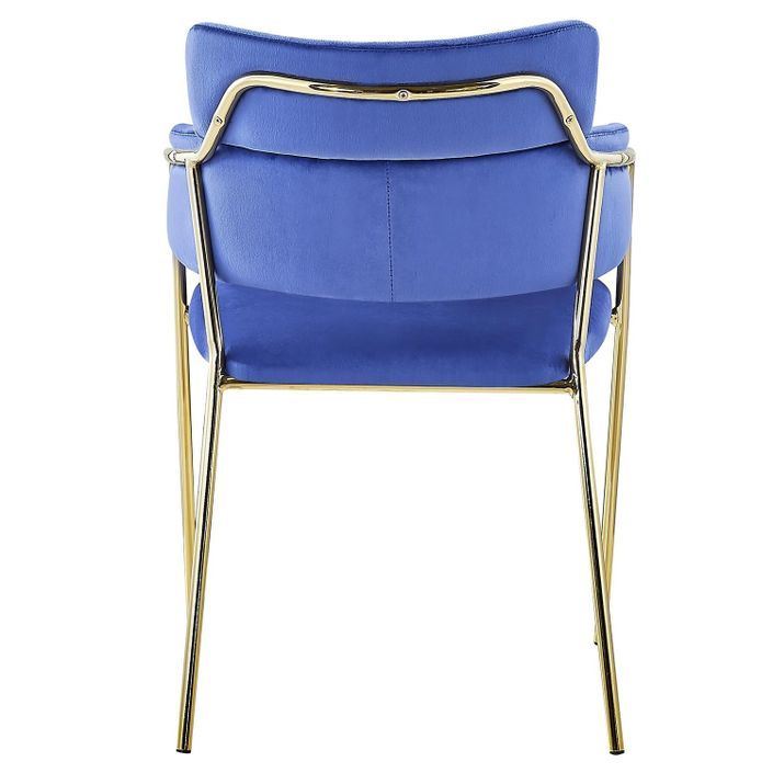 Chaise avec accoudoirs velours bleu et pieds métal doré Alexi - Lot de 2 - Photo n°5