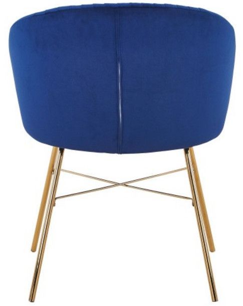 Chaise avec accoudoirs velours bleu et pieds métal doré Drag - Photo n°5