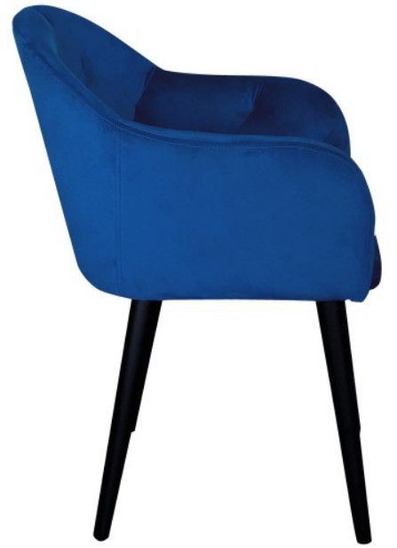 Chaise avec accoudoirs velours bleu Honor - Photo n°3