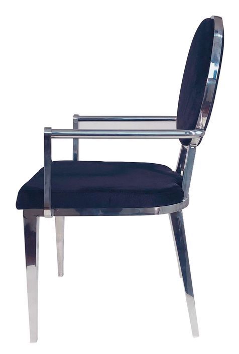 Chaise avec accoudoirs velours noir et pieds métal Nemia - Lot de 2 - Photo n°3