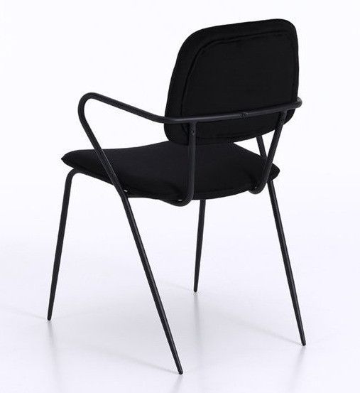 Chaise avec accoudoirs velours noir et pieds métal noir Taio - Lot de 4 - Photo n°2