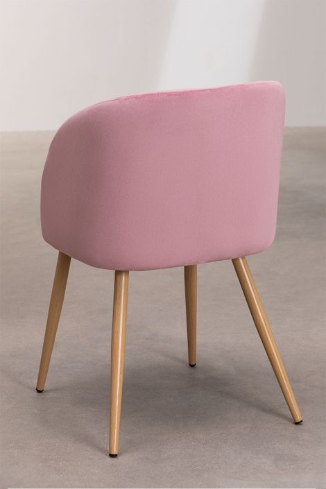 Chaise avec accoudoirs velours rose clair et pieds métal imitation bois Vida - Photo n°4