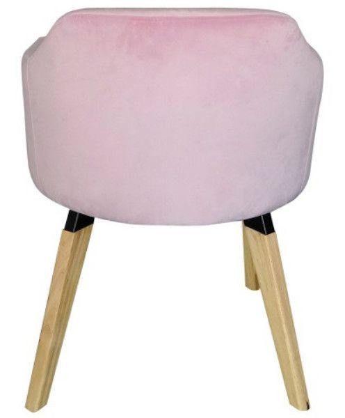 Chaise avec accoudoirs velours rose et pieds bois clair Biggie - Photo n°4