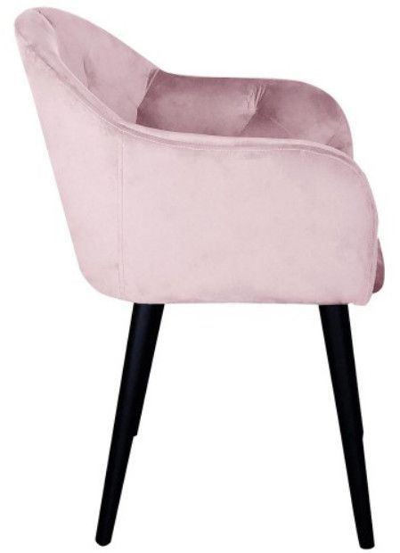Chaise avec accoudoirs velours rose Honor - Photo n°3