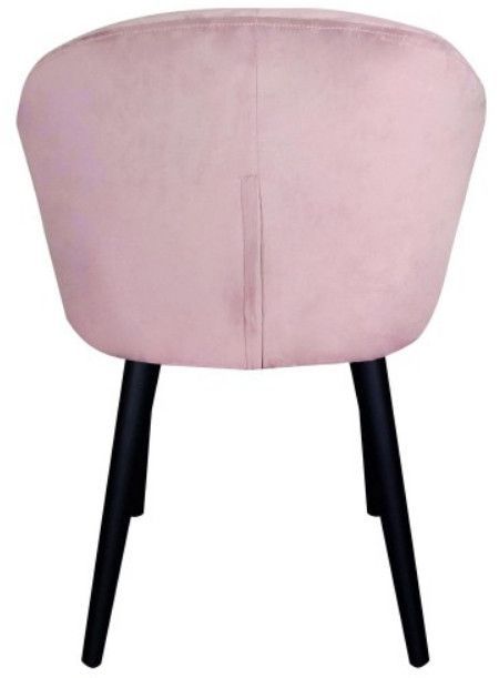 Chaise avec accoudoirs velours rose Honor - Photo n°4