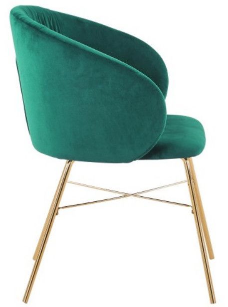 Chaise avec accoudoirs velours vert et pieds métal doré Drag - Photo n°3