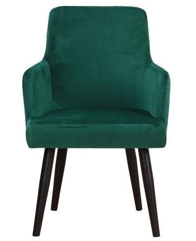 Chaise avec accoudoirs velours vert et pieds métal noir Jaya - Lot de 2 - Photo n°2