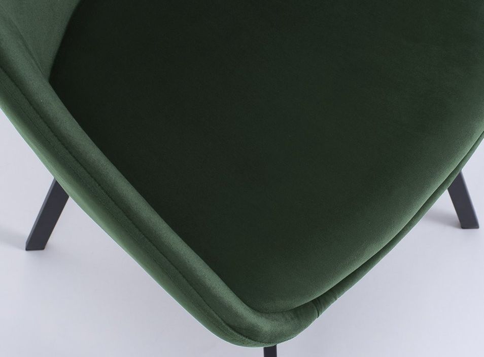 Chaise avec accoudoirs velours vert et pieds métal noir Moza - Lot de 2 - Photo n°3