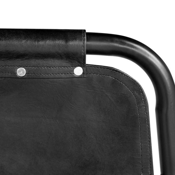 Chaise avec assise en cuir noir et pieds métal noir Astide - Lot de 2 - Photo n°4