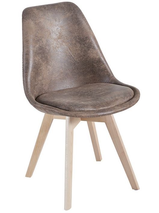 Chaise avec assise simili cuir vintage et pieds en bois naturel Zaka - Photo n°1