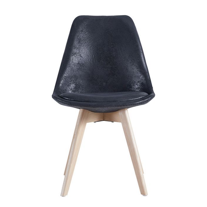 Chaise avec assise simili cuir vintage et pieds en bois naturel Zaka - Photo n°3