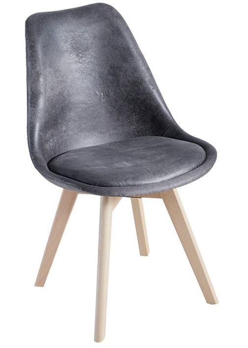Chaise avec assise simili cuir vintage et pieds en bois naturel Zaka - Photo n°1