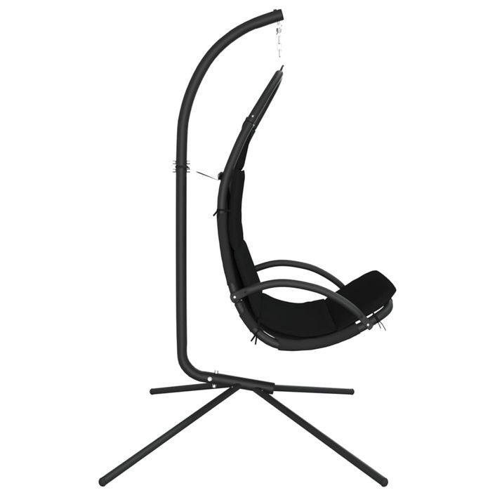 Chaise balançoire de jardin et coussin noir tissu Oxford/acier - Photo n°4