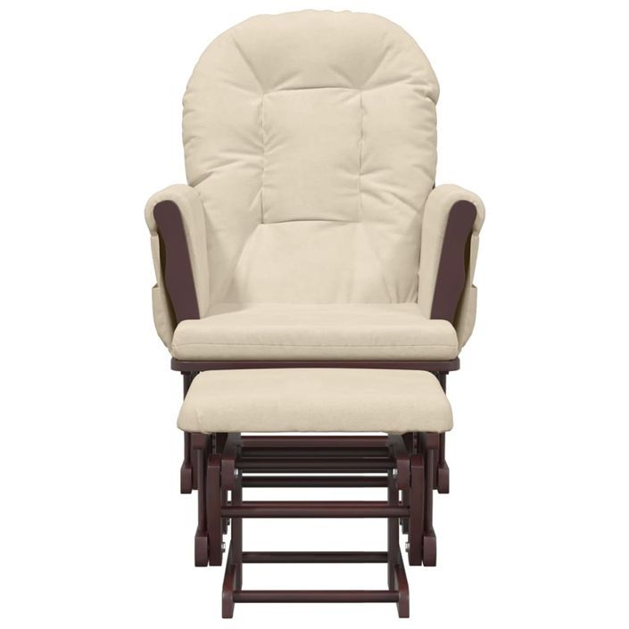 Chaise berçante avec repose-pied Blanc crème Tissu - Photo n°3
