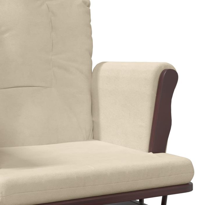 Chaise berçante avec repose-pied Blanc crème Tissu - Photo n°8
