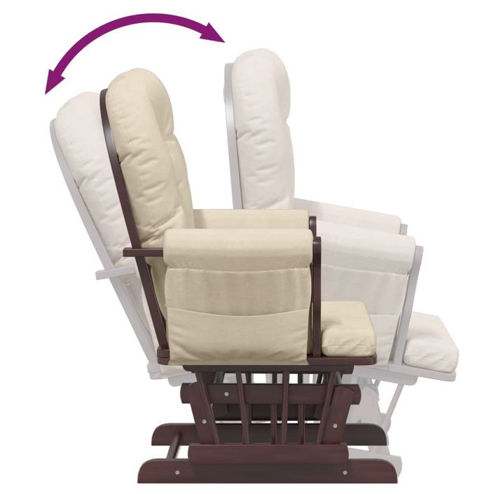 Chaise berçante avec repose-pied Blanc crème Tissu - Photo n°9