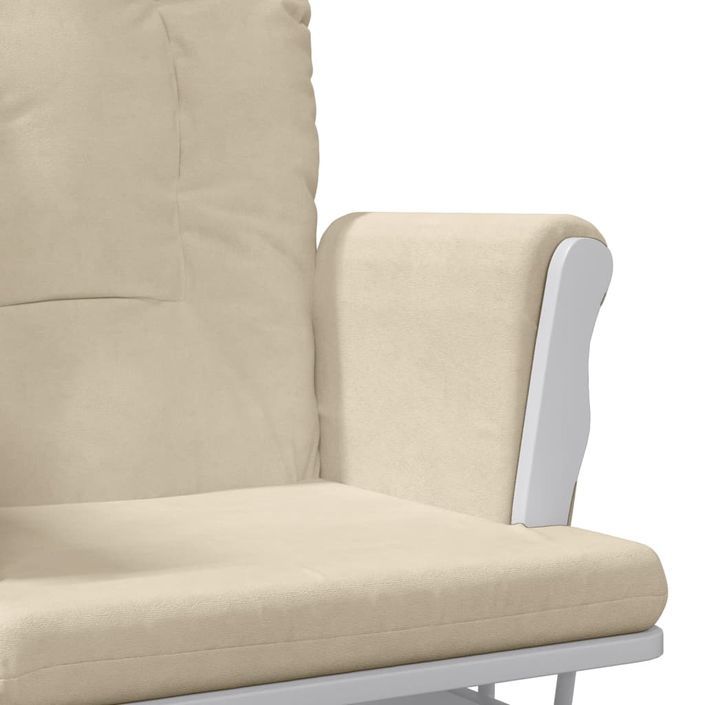 Chaise berçante avec repose-pied Blanc crème Tissu - Photo n°8