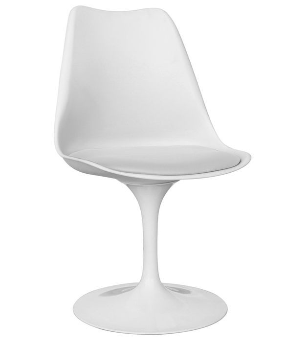 Chaise blanche pivotante avec coussin simili cuir Tulipa - Photo n°1