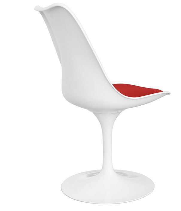Chaise blanche pivotante avec coussin simili cuir Tulipa - Photo n°5