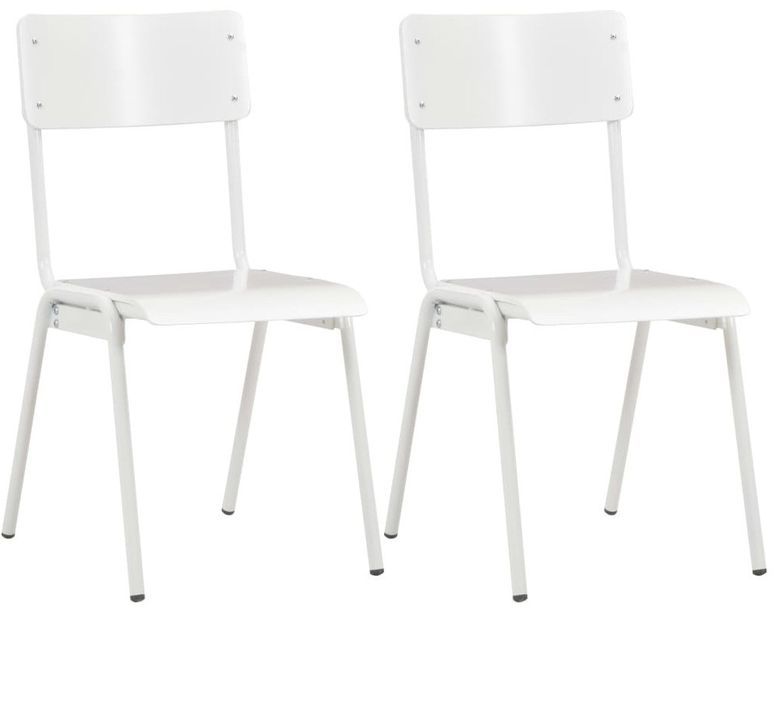 Chaise bois et pieds métal blanc Kaem - Lot de 2 - Photo n°1