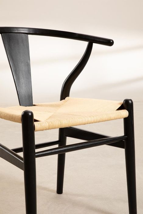 Chaise bois massif d'orme noir et corde naturelle Kaylo - Photo n°4