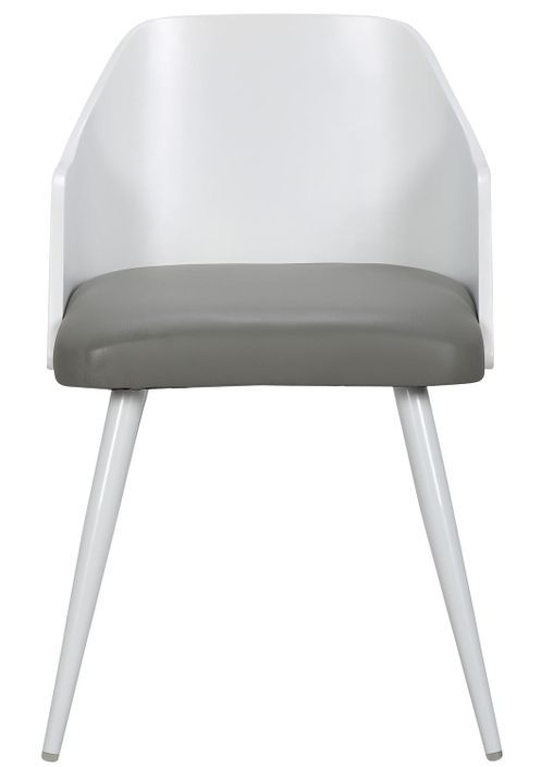Chaise bois massif peint blanc assise similicuir gris Persy - Lot de 2 - Photo n°3