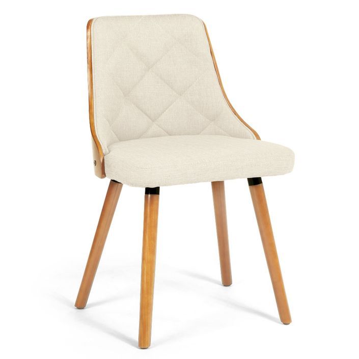 Chaise bois naturel et assise tissu beige Pako - Lot de 2 - Photo n°2