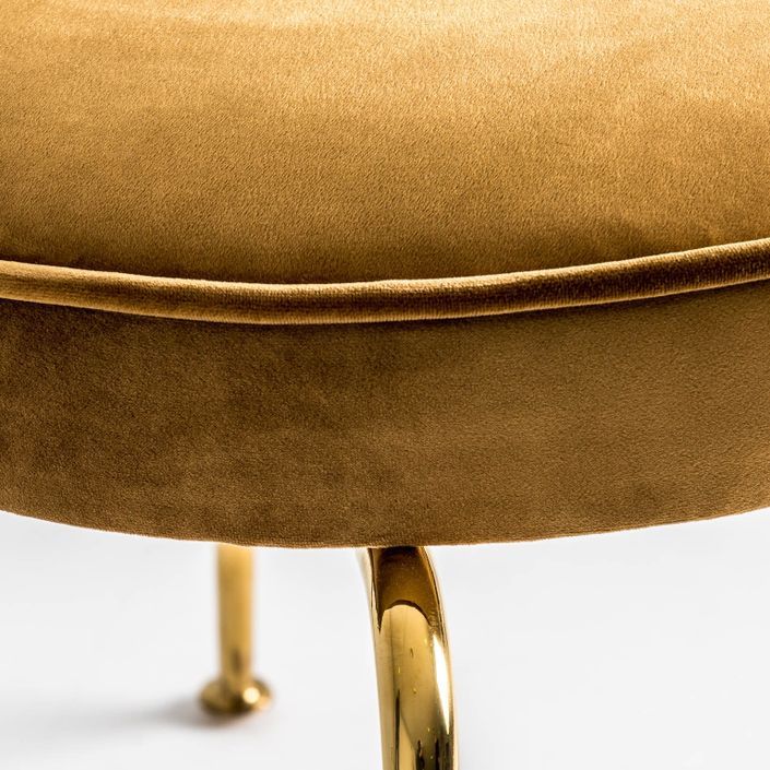 Chaise art déco métal doré et assise tissu moutarde Bari - Lot de 2 - Photo n°5
