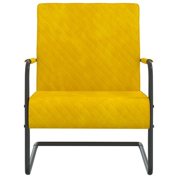 Chaise cantilever Jaune moutarde Velours - Photo n°2