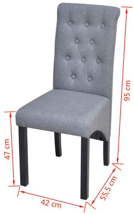 Chaise capitonnée lin gris clair et pieds bois massif Cériam - Lot de 2 - Photo n°6