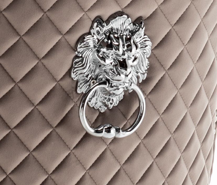 Chaise capitonnée velours avec anneau d'un lion au dos et pieds métal chromé Elena - Lot de 2 - Photo n°3